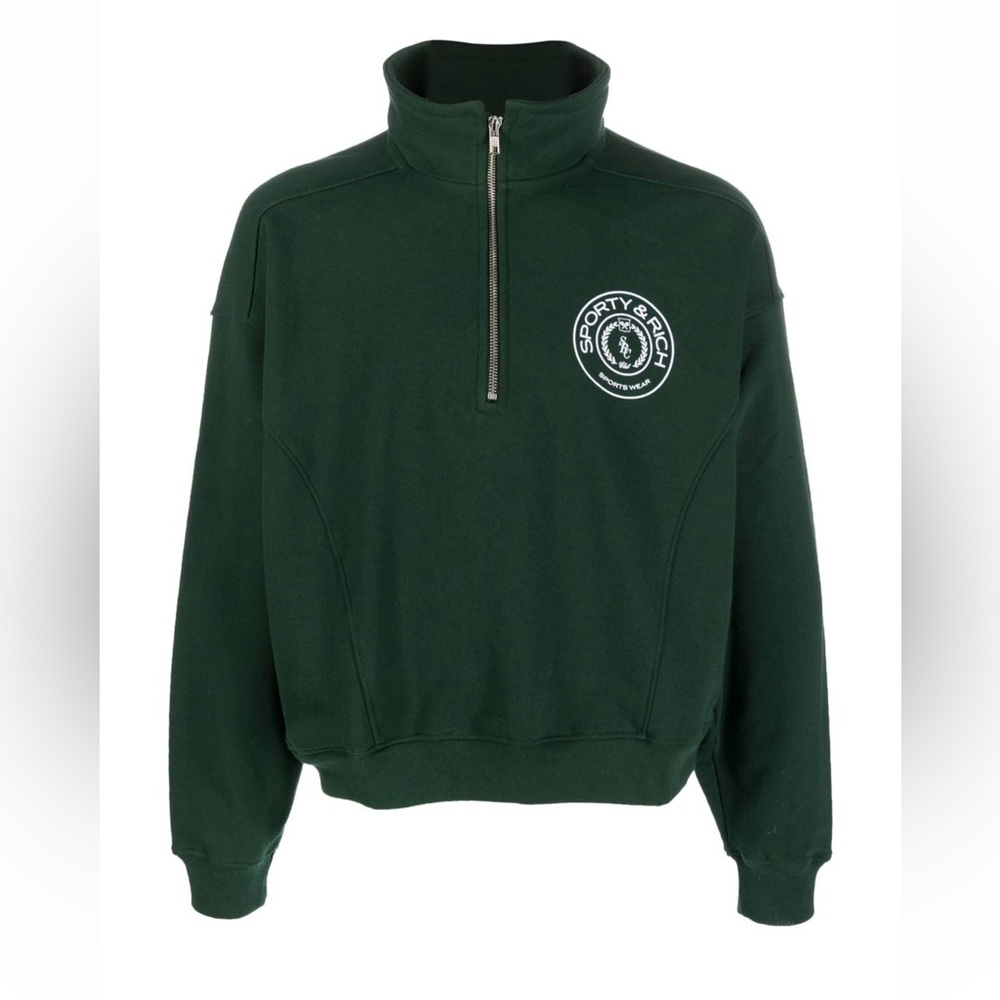 Sporty & Rich Green Half-Zip Sweater